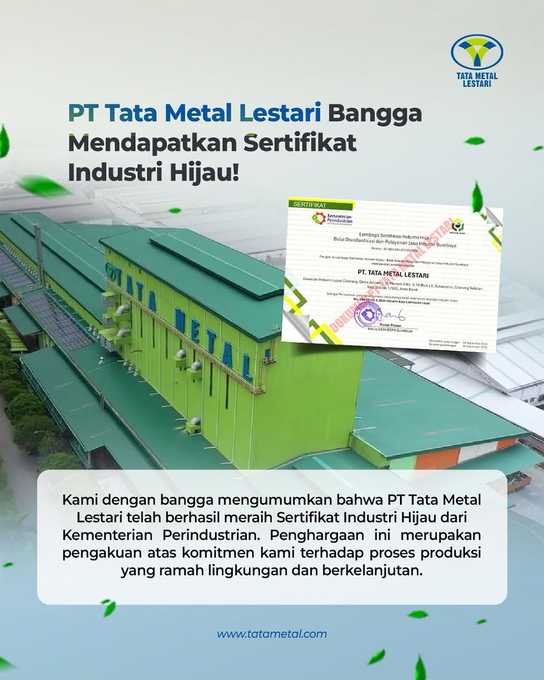 Tata Metal Lestari Earns the Green Industry Standard Certification